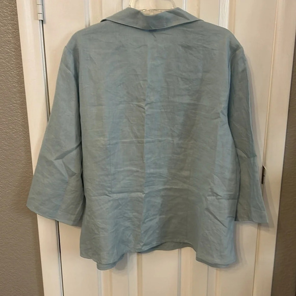 Gloria Vanderbilt Women’s (1X) 100% Linen Light Blue 3/4 Sleeve Lagenlook Tunic - Picture 2 of 7